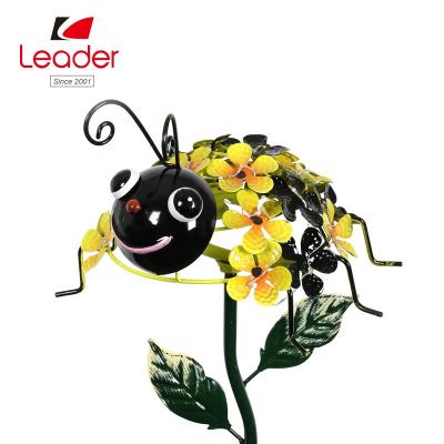 China China Attractive Yellow 26.5inch Metal Garden Stake Solar Bumble Bee Stake for sale