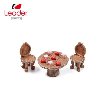 China Fairy Garden Sets Adorable Fairy Garden Ornaments Table and Chairs Woodlike Fairy Garden Art Fairy Garden Sets for sale