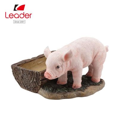 China Hog Design Flower Pot BSCI Audit Factory Polyresin Hog ​​Decorative Flower Pots Garden Planter Hog Design Flower Pot for sale