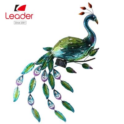 China Decorative Wall Art China BSCI Audit Factory Metal Peacock Solar Metal Wall Decor for sale