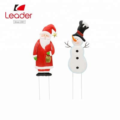 China Merry Christmas Decoration Set Metal Santa Snowman Garden Stakes, Merry Christmas Iron 2 Figurine Decoration for sale