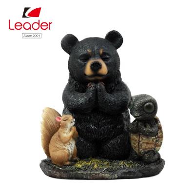 China China Home Decorative Table Polyresin Black Bear Squirrel and Turtle Friendship Tale Figurine for sale