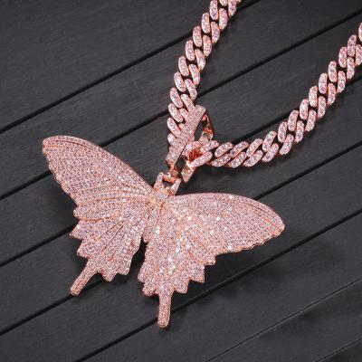 China Rose Copper Butterfly Hip Hop Women Zircon Layer Love Dragon Fine Polishing Brass Multi Layer Necklace for sale