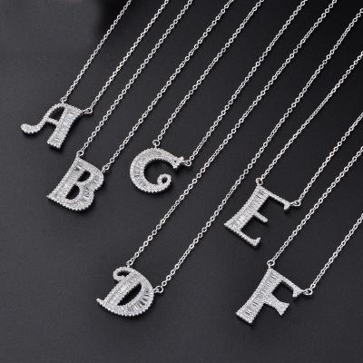 China 925 Sterling Silver Hot Zircon 26 Letters Fine Polishing Pendant Neckless Jewelry New Arrivals Necklace For Women Wife Girlfriend Gift for sale