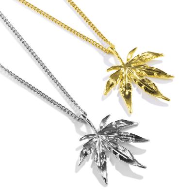 China Fashion hot brand small maple leaf hip hop e-commerce necklace fine polishing pendant jewelry for sale