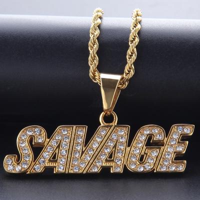 China WILD Singer Pendant Pattern Trendy Gold Plating Stainless Steel Rhinestone Fine Polishing Matching Necklace for sale