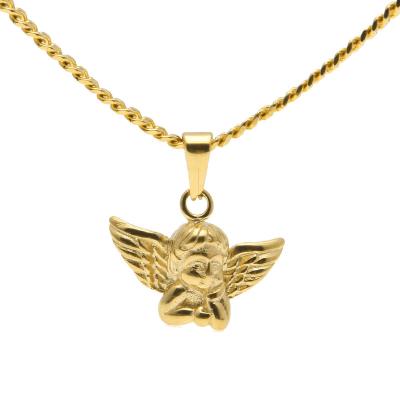 China Good Polish Fashion Hot Selling Small Angel Titanium Steel Pendant Custom Made Gold Plated Necklaces for sale