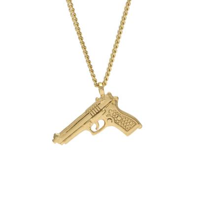 China Good New Hot Sale Polishing Men's Mini Pistol Pendant Single Rifle Stainless Steel Pendant Gift for sale