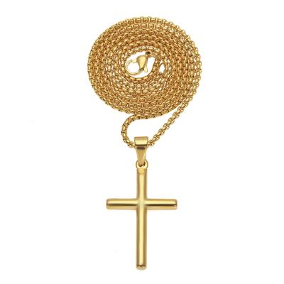 China Hip Hop Fine Polishing Gold Plated Cross Pendant Necklace Men's Wild Sweater Pendant Accessories for sale