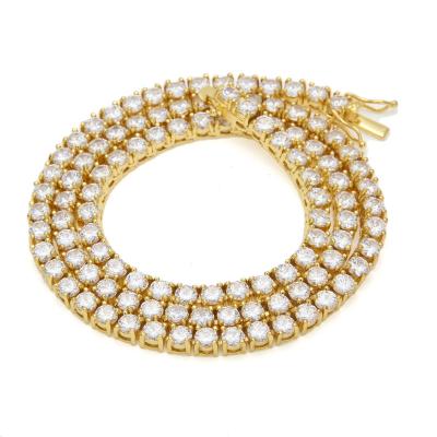 China Good Polish Iced Out Brass 3A Cubic Zircon Stones Hip Hop Tennis Rhinestone Chain Zirconia Rose Gold Necklace for sale