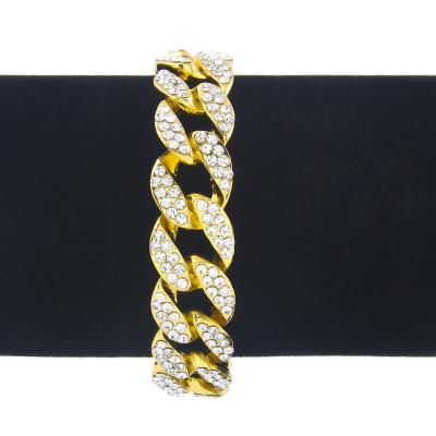 China New design fashion fine polishing hot sale 15mm cuban link chain jades beads pop up bracelet for sale