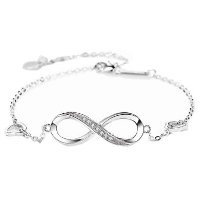 China Fashion Jewelry Heart 8 Letter Jewelry Women's Good News Infinity s925 Sterling Silver 925 Sterling Silver Bracelet Jewelry Polishing for sale