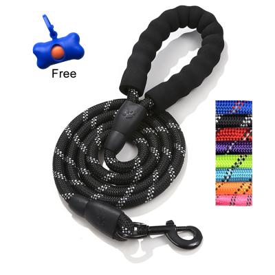 China Amazon Dog Leash 5FT Padded Thoughtful Nylon Strong Rope Dog Leash With Comfortable Padded Handle Pet Bowl Dog Waste Bag Dispenser for sale