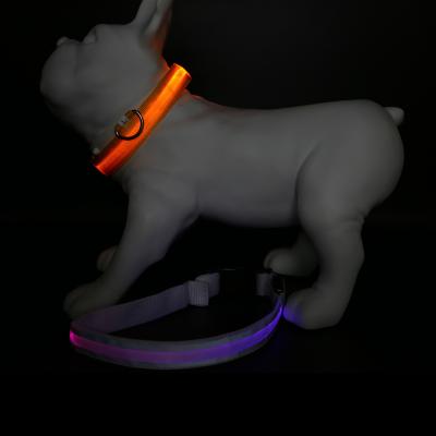 China 2021 New Design Reflective Light Up Nylon Led Dog Collar Flashing Led Flashing Pet Collar Night Glow Safety Dog Collar for sale