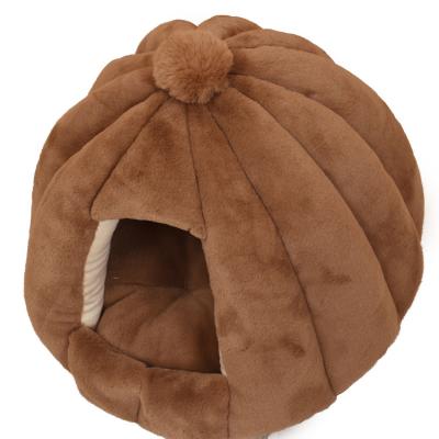 China Partially Enclosed Cat Bed Bunny Rattan Pet Round Deep Rattan Sleeping Kennel Travel Kennel Dog Bed for sale