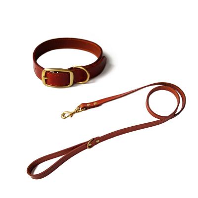 China Promotional Good Quality Luxury Custom Personalized Leather Large and Medium Dog Collar Dog Collar and Leash for sale