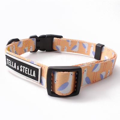 China Latest Design New Arrival Eco-Friendly Soft Polyester Private Label Personalized Custom Printed Dog Collar for sale