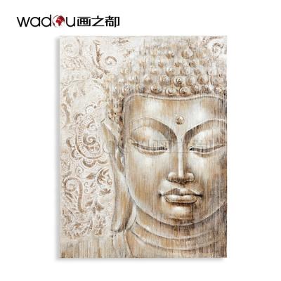 China Low Moq Modern Professional Handmade Painting Wholesale Canvas Prints Modern Buddha Printed Wall Decor Oil Portrait Space Decoration for sale