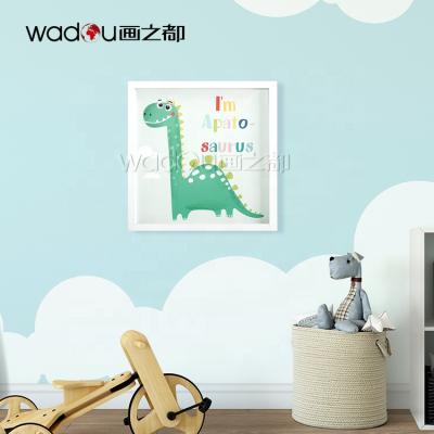 China Wholesale Gorgeous Space Decoration Gel Tinted Paper Prints Animal Dinosaurs Modern Decor Printed Framed Art Glass Home Hanging Space Decoration for sale