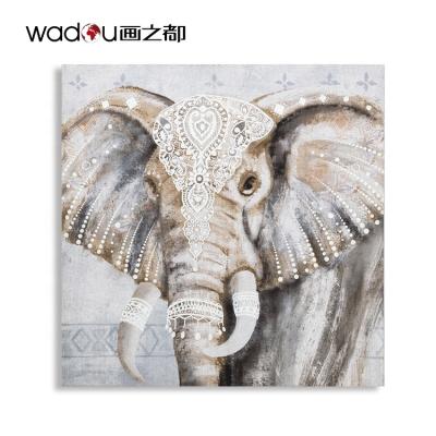 China Modern Gorgeous Decorative Modern Glitter Moss Elephant Wall Art Animal Canvas Print Modern Printing for sale