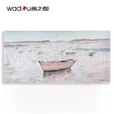 China Modern Coloful Wall Art Home Decoration Boats Oil Painting Canvas Seascape Modern Paintings For Living Room for sale