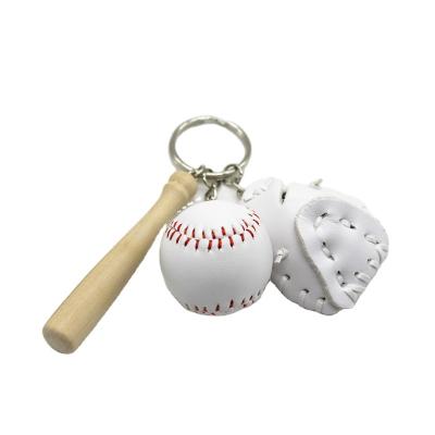 China Metal Creative Gift Baseball Three Piece Set Keychain Bag Pendant for sale