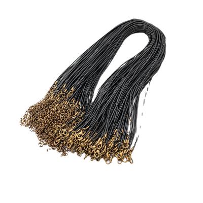 China Punk 45cm bronze wax rope necklace black leather pendant cross-border necklaces for sale