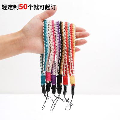 China Plastic/Resin new cotton rope hand-woven mobile phone chain factory custom INS national wind minority personalitylanyard for sale