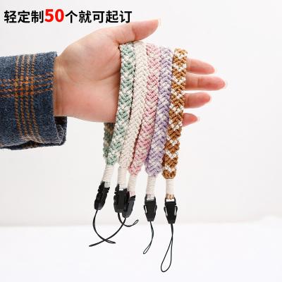 China Cotton rope/plastic The new Valentine love mobile phone chain DIY rope knot pastoral retro style cotton woven hand-madelanyard for sale