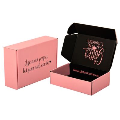 China Recyclable Custom Logo Corrugated Peach Packaging Box Black Pink Fishing Mailing Box for sale