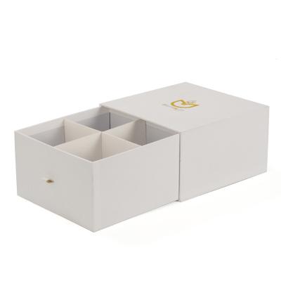 China Recyclable Custom Paper White Cardboard Chocolate Drawer Dessert Box With Dividers for sale