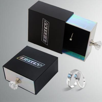 China Logo Small Jewelry Black Custom Paper Pull Out Of Drawer Box Packaging for sale