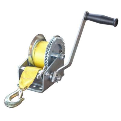 China Smooth Operation Of Hand Gear Manual Brake Light Duty Hand Winch With Belt Rope for sale