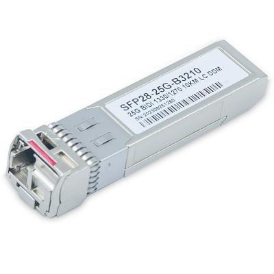 China 25G SFP28 BiDi 1330nm-TX/1270nm-RX LR 10km Transceptor para transmissão de longa distância à venda