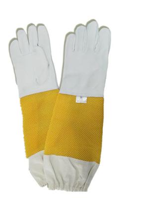 China Professional Grade White Sheepskin Gloves for Beekeeping with Ventilated Cuff 470mm to 500mm Length for sale