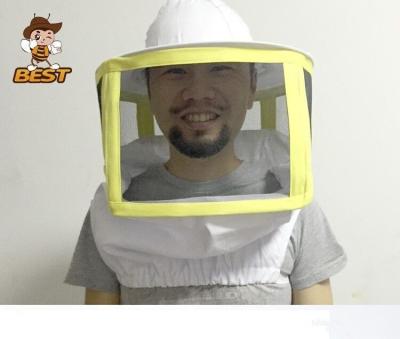 China Soft and Solid White Square Bee Veil and Round Hat for Comfortable and Breathable Beekeeping Outfits for sale