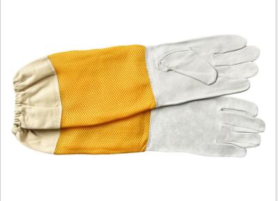 China L - XL White Sheepskin Beekeeping Gloves With Yellow Soft Ventilated Sleeve for sale