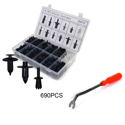 China Push 690Pcs Nylon Pin Retainer Clips Trim Molding Fastener Assortment Kit for sale