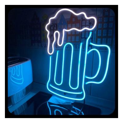 China Soft Blonde Silicone DC 12V Personalized Acrylic Material Outdoor Neon Open BEER Sign For Bar for sale