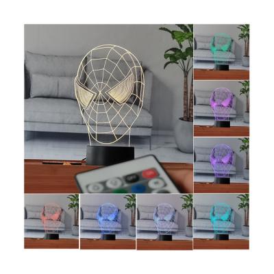 China 2021 New Spider Man 7 Color Changing Soft Light Multicolor 3D Illusion Led Lamp Spiderman Laser Engraving 3d Lamp for sale