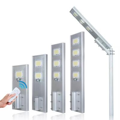 China ROAD New Design Waterproof Outdoor Aluminum Solar Motion Sensor Light Remote Control 50W 100W 150W 200W All in One Solar Street Light for sale