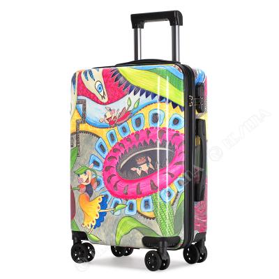 China RESENA RA8643 3D Background Pattern Design Travel Briefcase Colorful Maleta Koffer Trolley Suitcase Luggage for sale