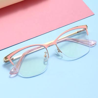 China 2022New Other Women's Metal Eyebrow Glasses Frame Glass Half Frame Glass Anti-blue Light Frame for sale