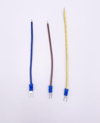 China Strap-on custom design Y terminal 2 wire 22AWG to housing Strap-on tinned cable harness wire assembly to wire connector for sale