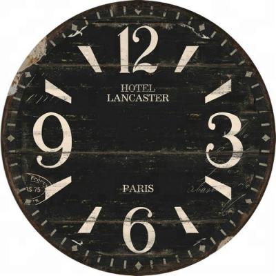 China ANTIQUE STYLE MDF DECORATIVE WALL CLOCK WITH HOTEL LANCASTER PAIR VINTAGE DESIGN for sale