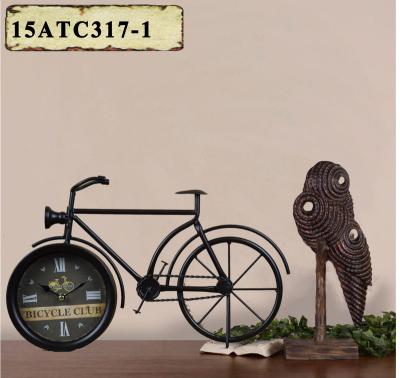 China Antique Style VINTAGE BICYCLE SHAPE METAL TABLE TOP DECORATIVE ANTIQUE CLOCK for sale