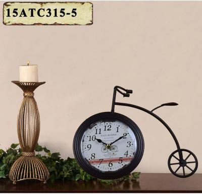 China Antique Style VINTAGE BICYCLE SHAPE METAL TABLE TOP DECORATIVE ANTIQUE CLOCK for sale