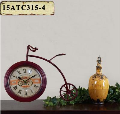 China Antique Style VINTAGE BICYCLE SHAPE METAL TABLE TOP DECORATIVE ANTIQUE CLOCK for sale