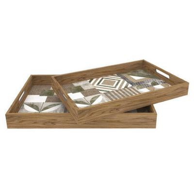 China RECTANGULAR WOODEN SERVING TRAY from Europe S/2 for sale