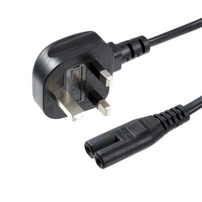 China Low MOQ Industrial IEC320 C7 IEC320 3*0.75mm2 UK Standard 3 Pin England Power Cord Extension Cord for sale